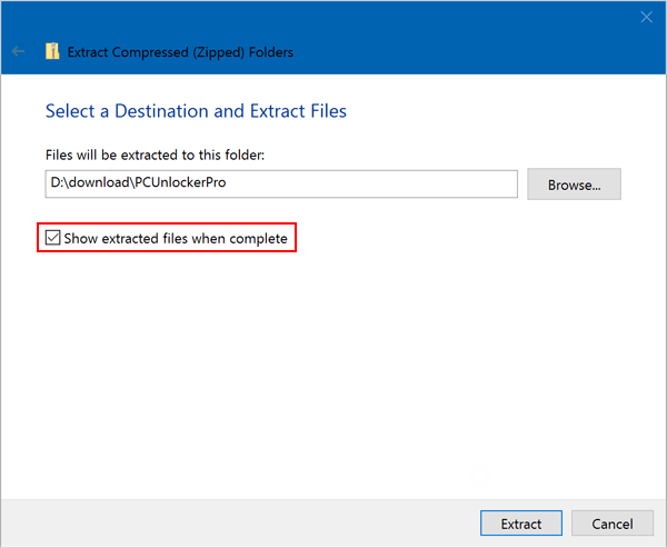 extract files windows 10 location